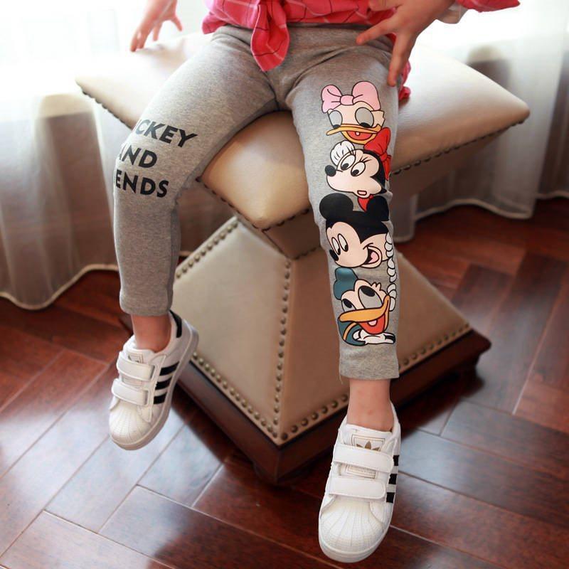 2024 Girls' Leggings Spring New Korean Style Cartoon Print Slim Fit Ankle Pants Elastic Long Pants Trendy