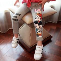 2024 Girls' Leggings Spring New Korean Style Cartoon Print Slim Fit Ankle Pants Elastic Long Pants Trendy