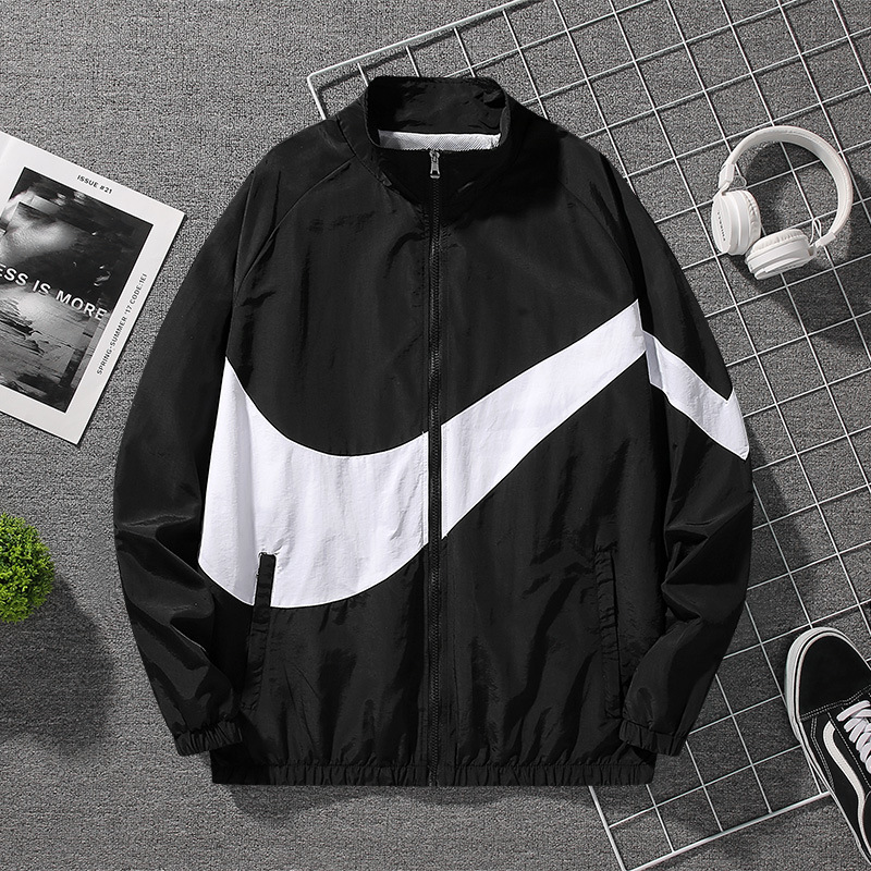 En stock nuevo 2023 otoño deportes hombres windbreaker moda urbana suelta con capucha stand collar color matching abrigo