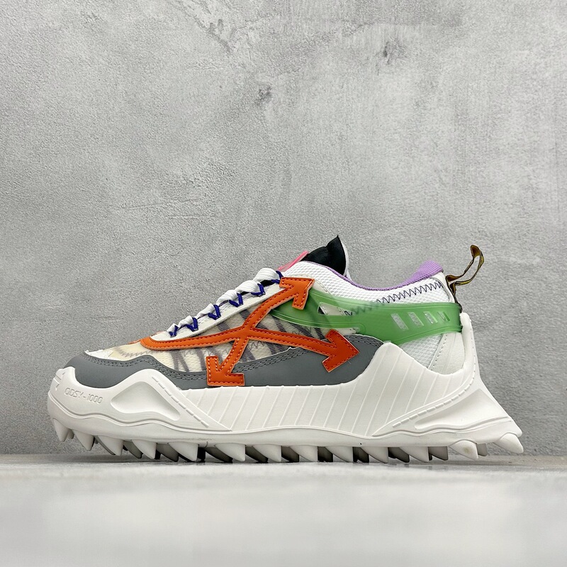 Off-White Running Shoes for Men, Thick-Soled Trail Sports Shoes for Women, Height-Increasing Arrowhead Outdoor Running Shoes, Dad Shoes