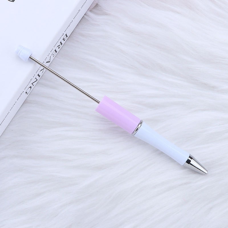 Creativo de plástico con cuentas de color de la pluma DIY hecho a mano con cuentas giro bolígrafo imprimible logo en stock pelo rápido