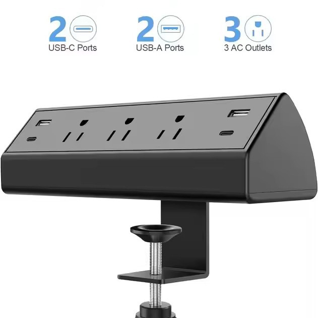 American Standard Desktop Clip Socket con protector contra sobretensiones PD Fast Charge 4USB para escritorio en casa