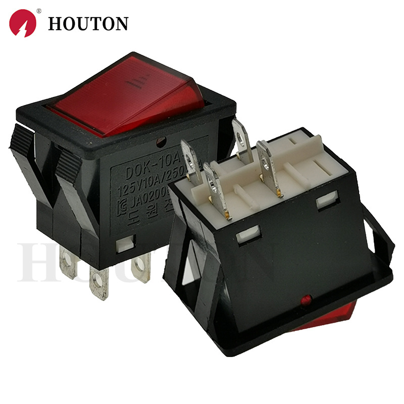 韩国EHWHA理和定型机带灯翘板开关WOK-10A-L KCD8四脚电源开关