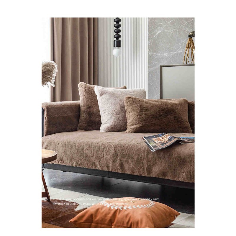 Sofá cubierta cuatro estaciones general imitación de conejo cojín antideslizante para el hogar fácil de cuidar toalla de sofá otoño y invierno cojín de sofá sala de estar