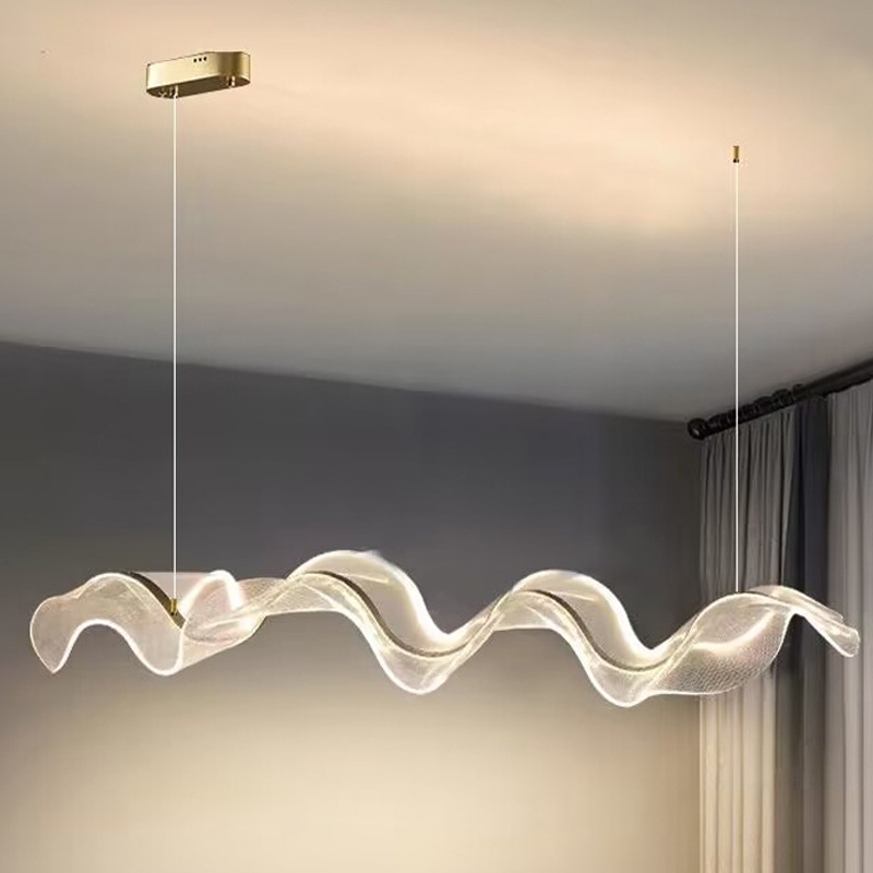 酒店前台艺术轻奢吊灯网红吧台茶室收银台客厅餐厅飘带餐桌星空