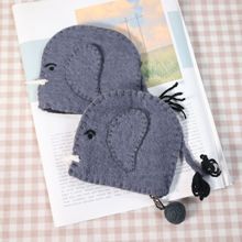 ins风羊毛毡可爱大象长尾巴零钱包卡包硬币包手拿包日系森女收纳