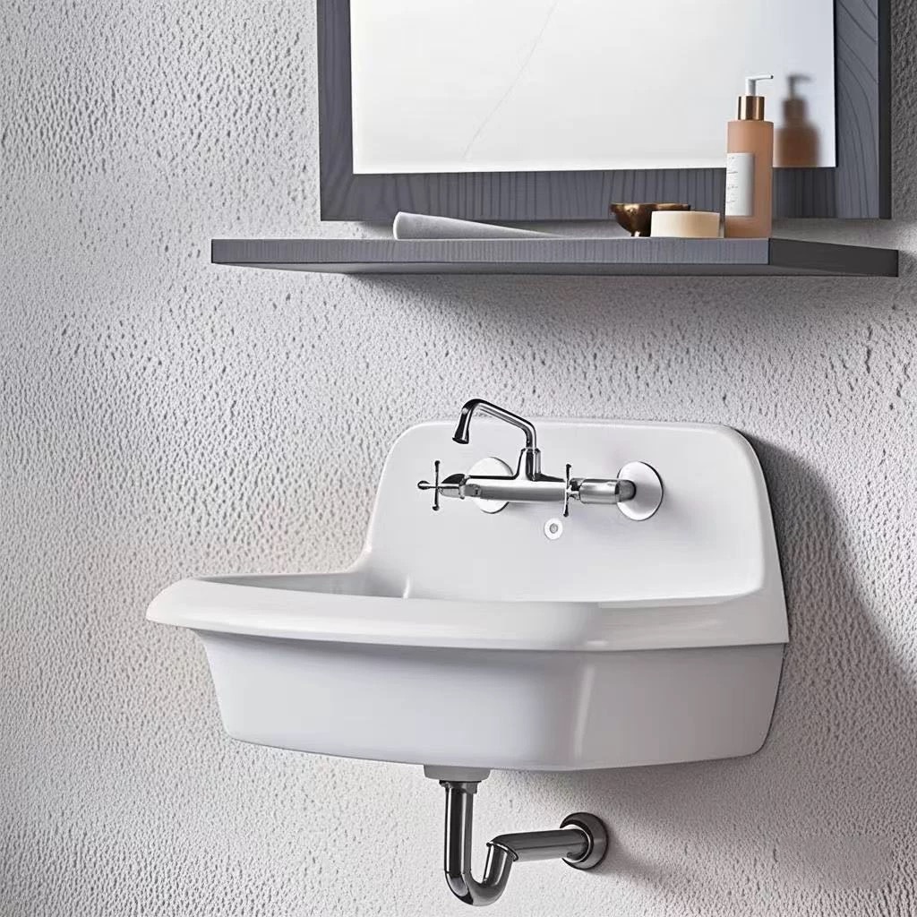 French Retro Large Size Wall-Mounted Wash Basin Wall-Mounted Large Liner Deep Wash Basin Ceramic Basin