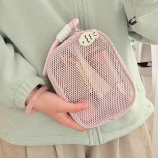 Cross-Border Tofu Mesh Cosmetic Bag High-Value Dopamine Pearl Zipper Large-Capacity Travel Portable Toiletry Bag