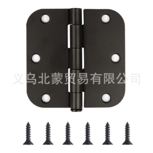Round matte black door hinge 3.5 inch flat iron double fold standard bedroom inner door hinge 3 1/2 inch