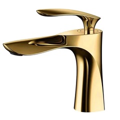 チタン金楓葉冷熱内蔵洗面器蛇口金色混水単孔台上洗面器蛇口メーカー