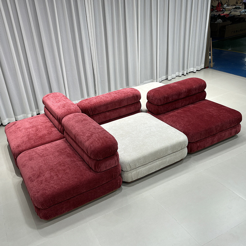 Modern Minimalist Modular Island Sofa, Free Combination of Sizes, Designer Style for Living Room, Trendy Square Fabric Sofa