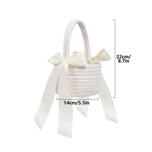 Petals Cotton Rope Woven Bag Baby Full Moon Bow Lace Wedding Souvenir Woven Handmade Flower Basket