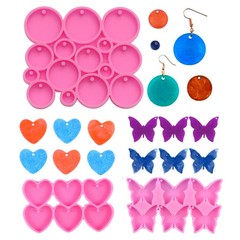 Large and small round earrings, earrings, pendants, silicone molds, butterfly handmade DIY resin mold jewelry, love cross-border hairpins