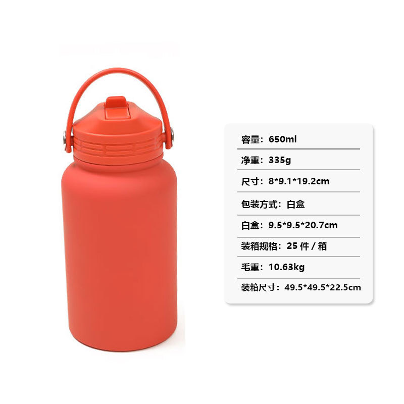 新品不锈钢便携式手提运动壶 户外折叠硅胶吸嘴保温杯高颜值水杯|undefined