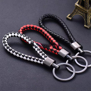 Multicolor Braided Leather Keychain Couple Creative Key Ring Car Key Rental Apartment Key Chain for Men and Women