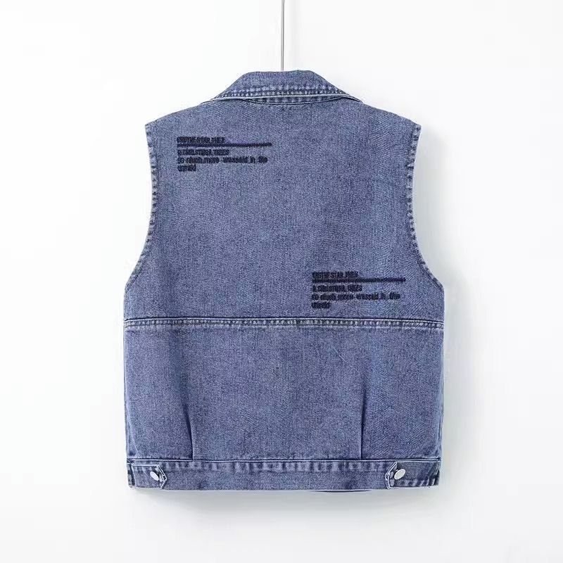 Chaleco vaquero azul para mujer, estilo nuevo de primavera y otoño 2025, con bolsillos, estilo coreano holgado, chaqueta corta image 4