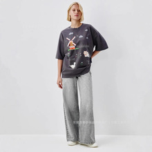 洋气小众设计感百搭个性流行卡通印花夏季新款纯棉短袖t恤上衣ins