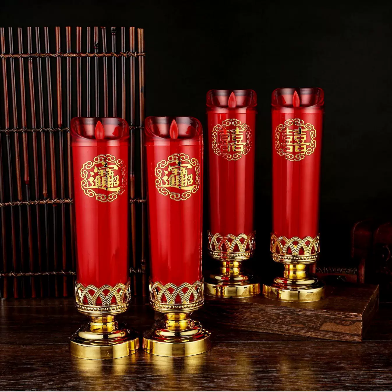 双用红色LED结婚灯喜灯拜神灯乔迁入伙进宅电蜡烛灯装饰灯子孙灯