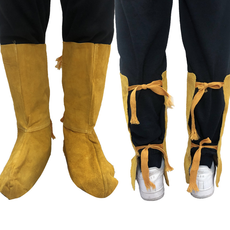 Piernas de soldadura de piel de vaca corta y larga, protector de pie resistente al desgaste, protector de pie resistente al desgaste, aislamiento térmico, protector de pie de soldadura, protector de pie de soldadura