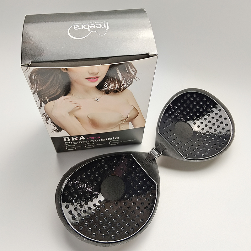 Etiqueta engomada para el pecho de copa redonda, hebilla frontal, pecho pequeño, tela fruncida, mujer, sujetador invisible grande y delgado, ropa interior, tirantes, pegatina para el pecho de boda