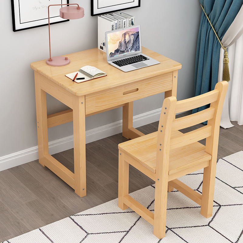 Escritorio de madera maciza, escritorio de estudio, escritorio para computadora, escritorio simple para estudiantes, juego de silla, escritorio pequeño con cajón, escritorio al por mayor image 4