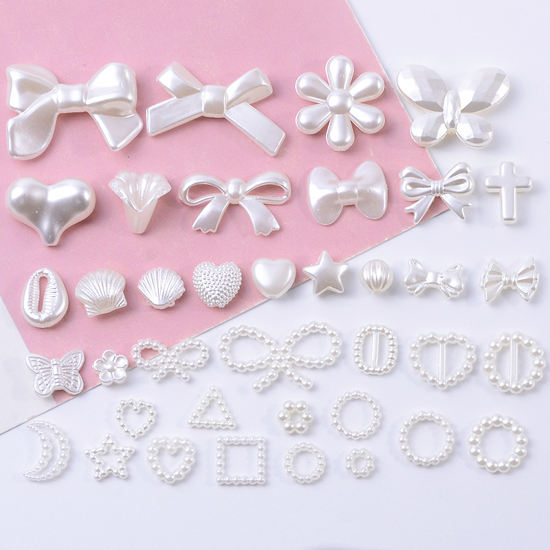 diy手工链条风铃材料几何图形蝴蝶结树脂珍珠花饰品配件现货批发