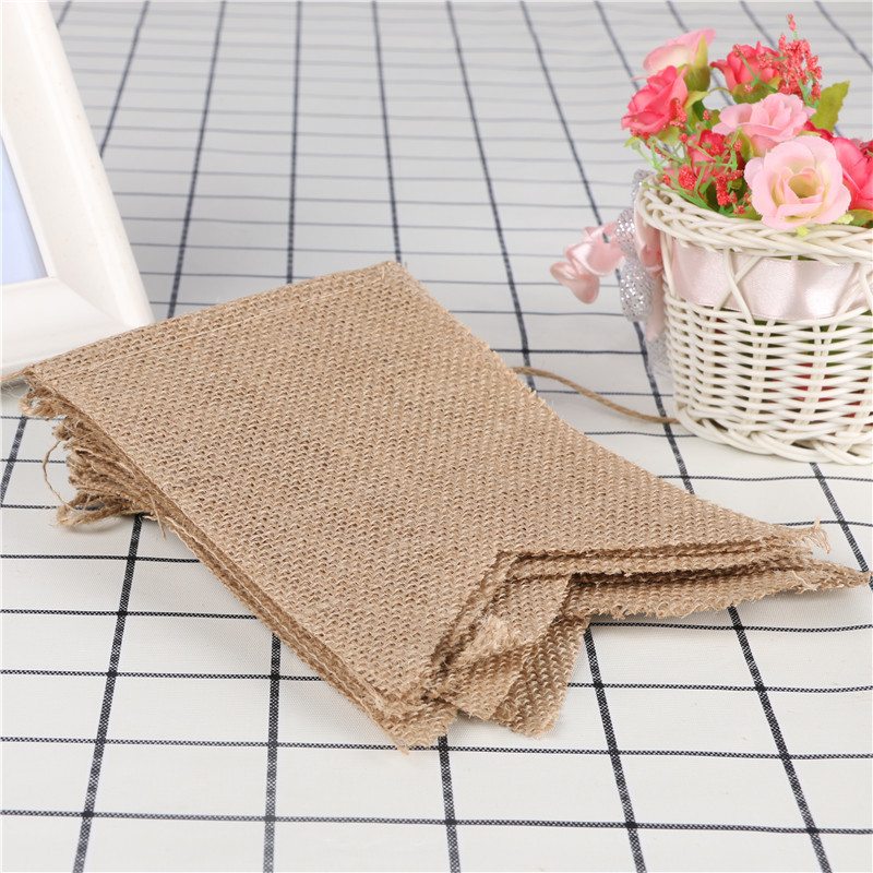 Mori linen linen swallowtail birthday flag European and American holiday party banner decorative string flag wholesale jute swallowtail flag