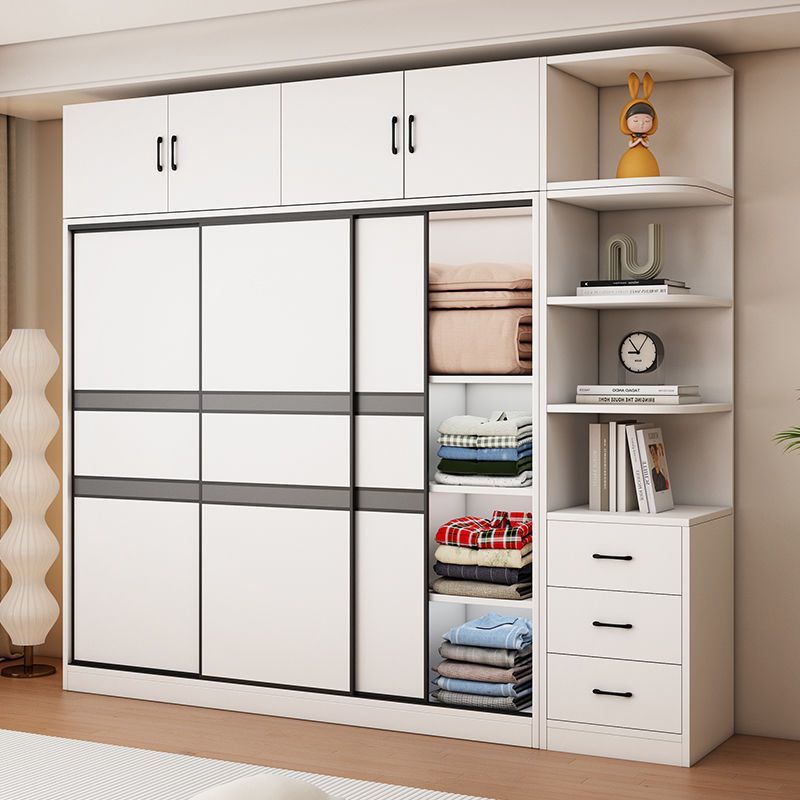 All Solid Wood Wardrobe Home Bedroom 60 Deep Kidsren's Rental Room Sliding Door Wardrobe Simple Storage Cabinet