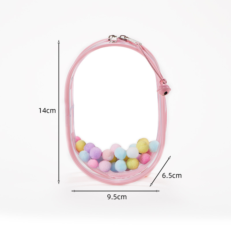 Thickened—large [14cm] oval—pink [bag + coil bell + hair ball]