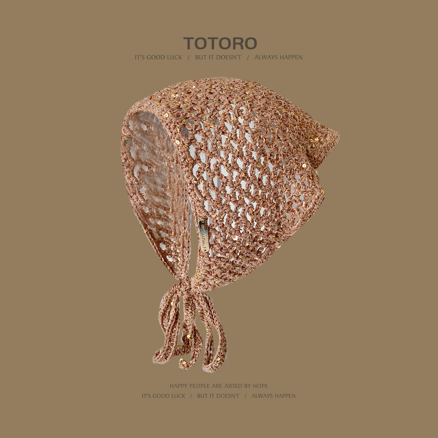 Francia cereza toallas triangulares mujeres primavera y otoño viajes padres-hijos gancho de punto flores hueco pañuelo de arte correa de pelo gorro