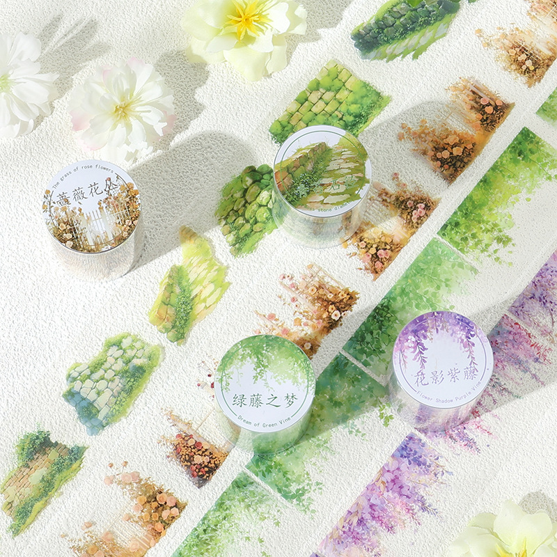 Cross-border long-term dark phantom pet tape natural environment series plant landscape hand account decoration material 4