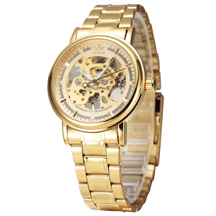 SEWOR nuevo reloj mecánico casual para hombres cinturón de acero hueco transparente reloj transfronterizo e-commerce entrega en vivo 025
