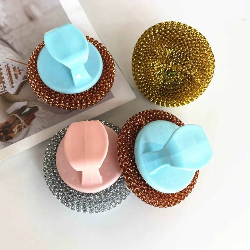 Круглая голова горшок щетка пластиковая круглая головка золотой и серебряной проволоки горшок щетка чаша щетка горшок 1 юань 2 юаня магазин питания