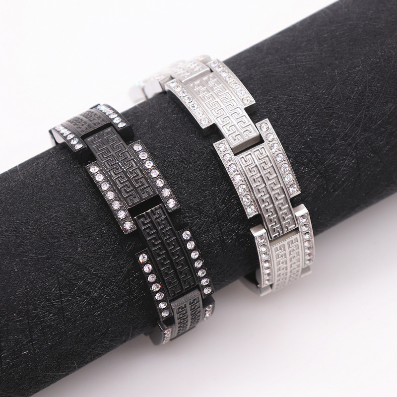 European and American Cross-Border Diamond-Encrusted Cuban Chain Men's Trendy Brand Ins-Style Hip-Hop Bracelet Watch Strap Heavy-Duty Creative Bracelet Wholesale European and American Cross-Border Diamond-Encrusted Cuban Chain Men's Trendy Brand Ins-Style Hip-Hop Bracelet Watch Strap Heavy-Duty Creative Bracelet Wholesale