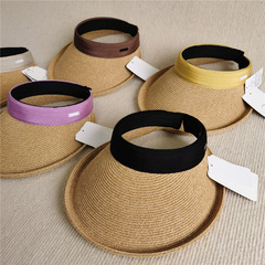 New Japanese style Sun Li same style spring and summer large brim straw empty top hat women's beach sunshade UV sun protection straw hat