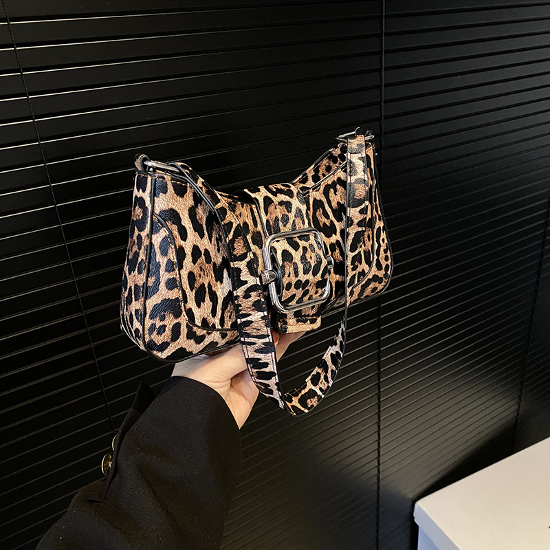 2024 nuevo estilo de invierno de moda coreana bolso de brazo nicho bolso de diseño retro leopardo bolso de hombro pequeño