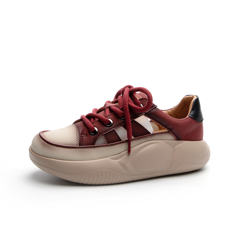 4cm Internal Height Increase, 2026 Spring New Leather Retro Soft-soled Thick-soled Fashion Sports Versatile Hollow_vogvips.com