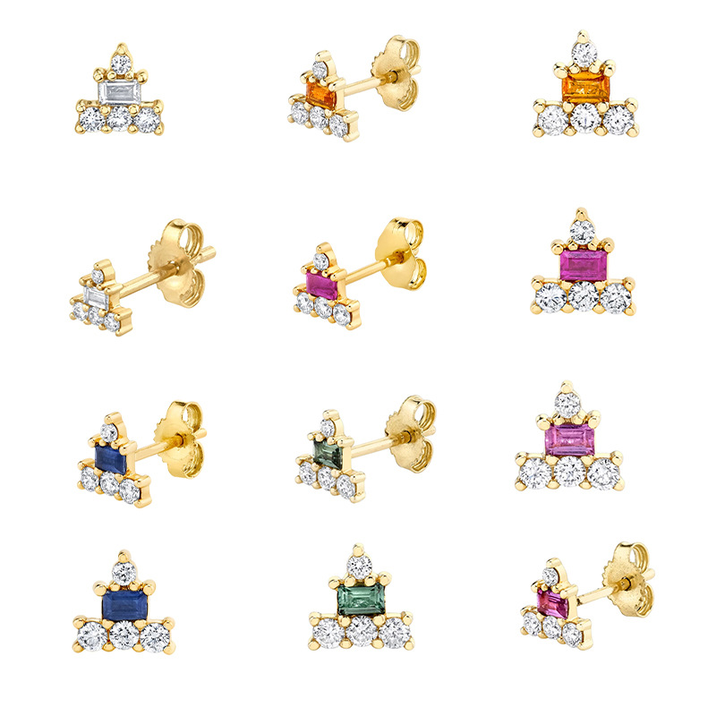 Fashion Geometric Sterling Silver Inlaid Zircon Earrings 1 Piece