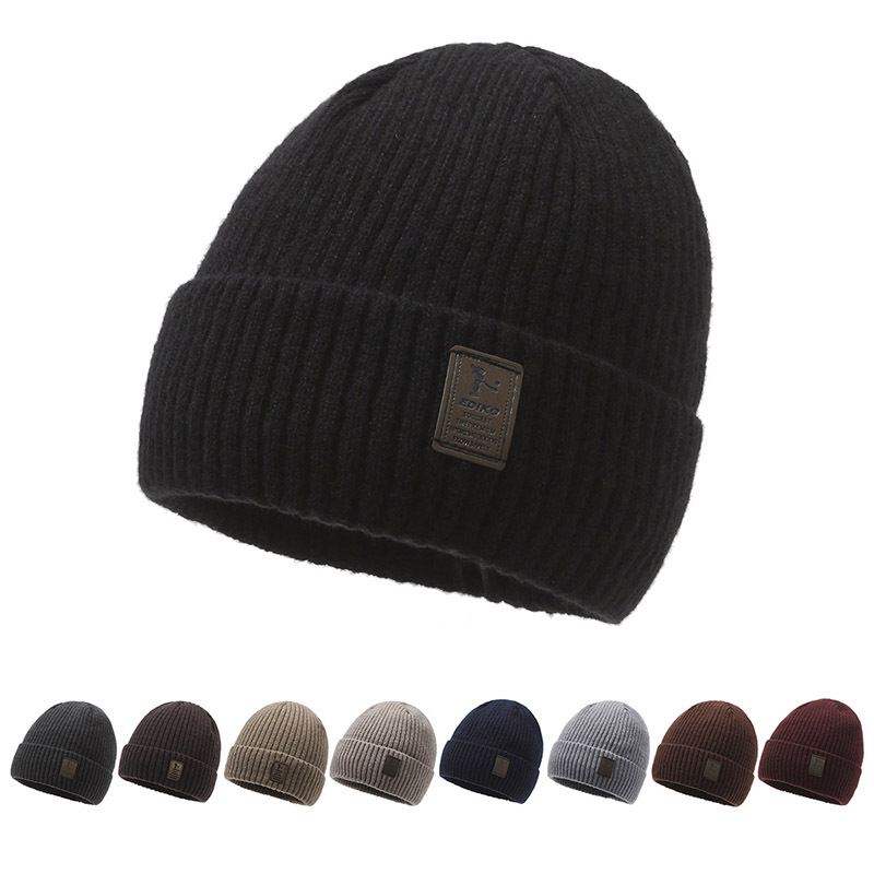 Men's knitted with thick velvet warm woolen yarn cotton hat, winter outdoor cycling windproof and cold hat_voghion.com