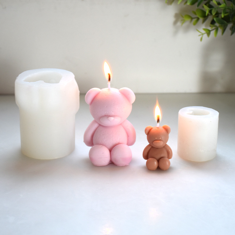 Corea del Sur simple sentado oso silicona molde aromaterapia vela coreana fabricación de velas aromaterapia ins decoración molde