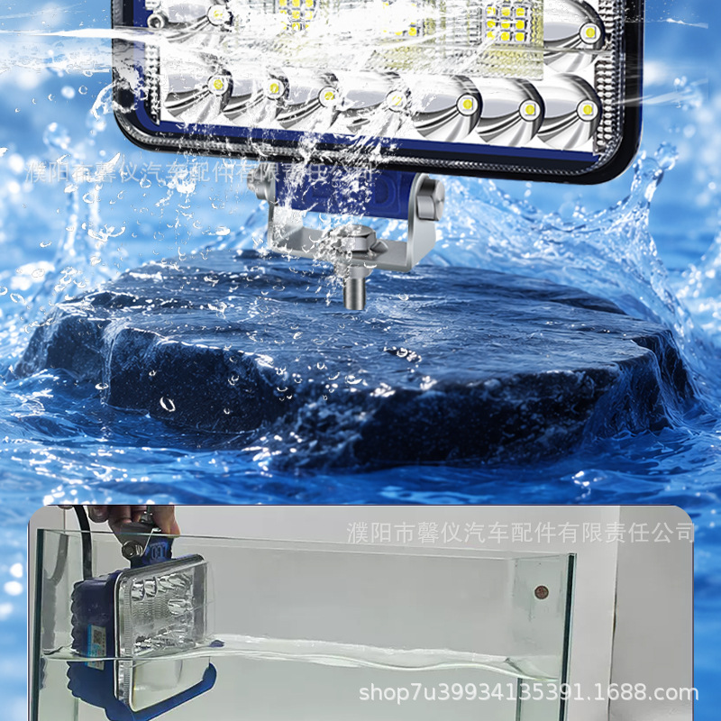 Excavator boom light, truck LED modified spotlight, construction vehicle headlight, 12V-24V universal wide-angle floodlight
