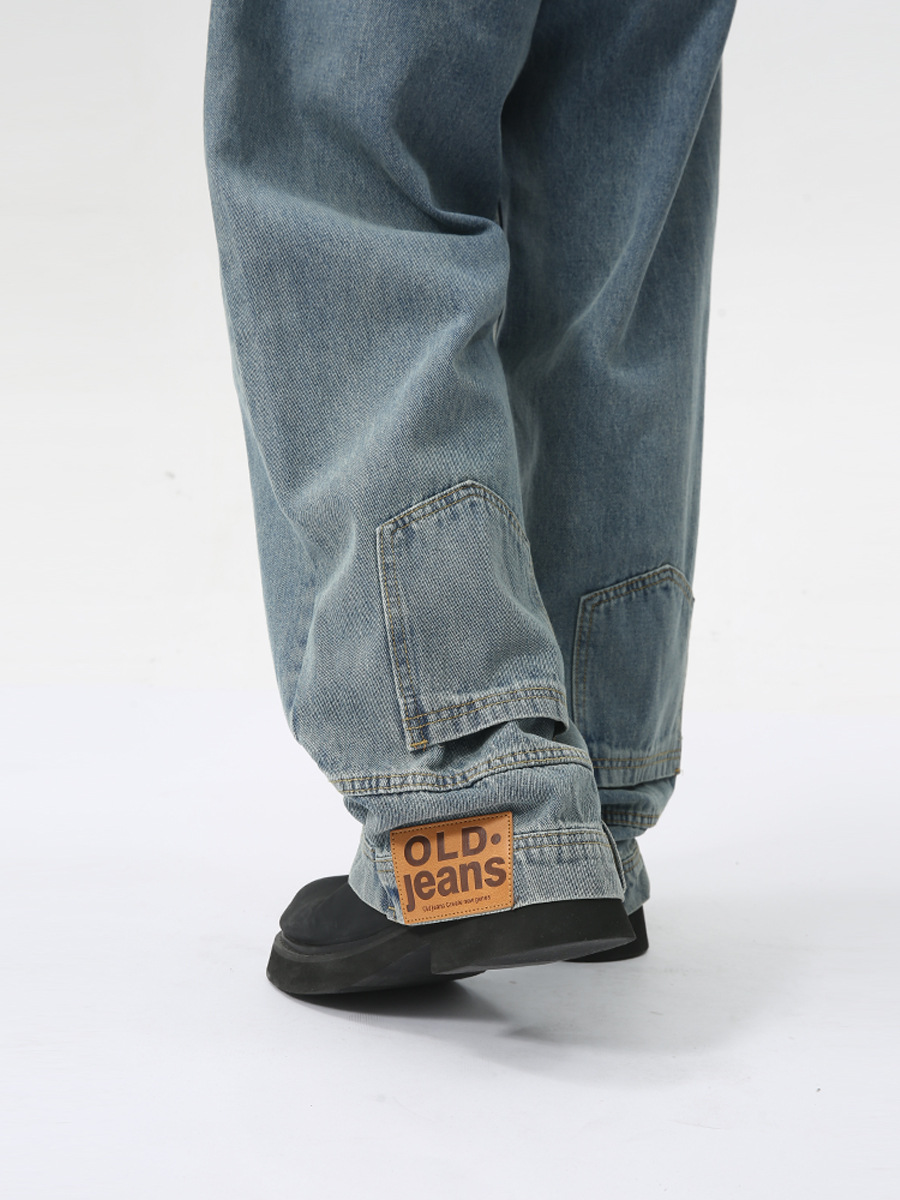 MTLCLOTHES Hombres| 2024 verano nuevo nicho de diseño de flip-flop sensación de jeans rectos sueltos