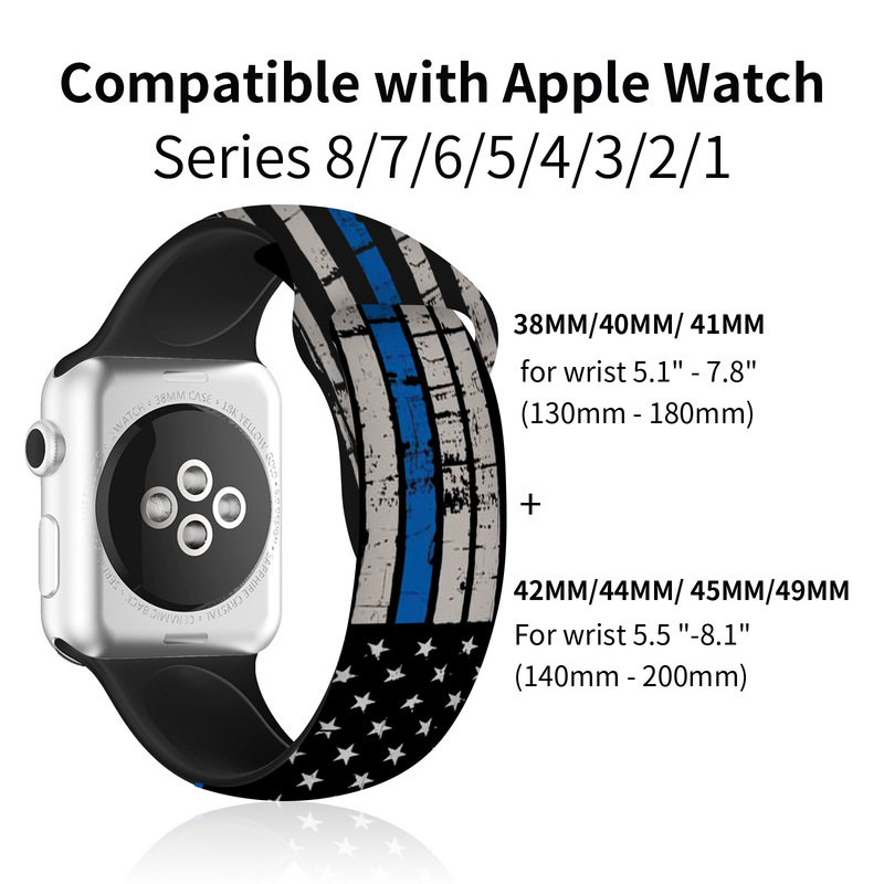 Suitable for Apple S10 Watch S11 American Flag Freedom and Independence Day Print Apple Silicone Watch Strap