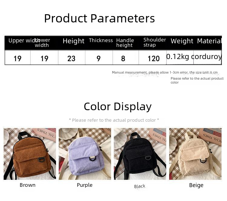 Damen Rucksack Im Vintage Look Aus Kord Für Schule Und Alltag_voghion.com