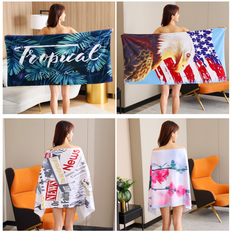Digital Heat Transfer Flower Bath Towel 70*140 Indian Export Cross-Border Beach Towel Microfiber Quick-Drying Sports Towel