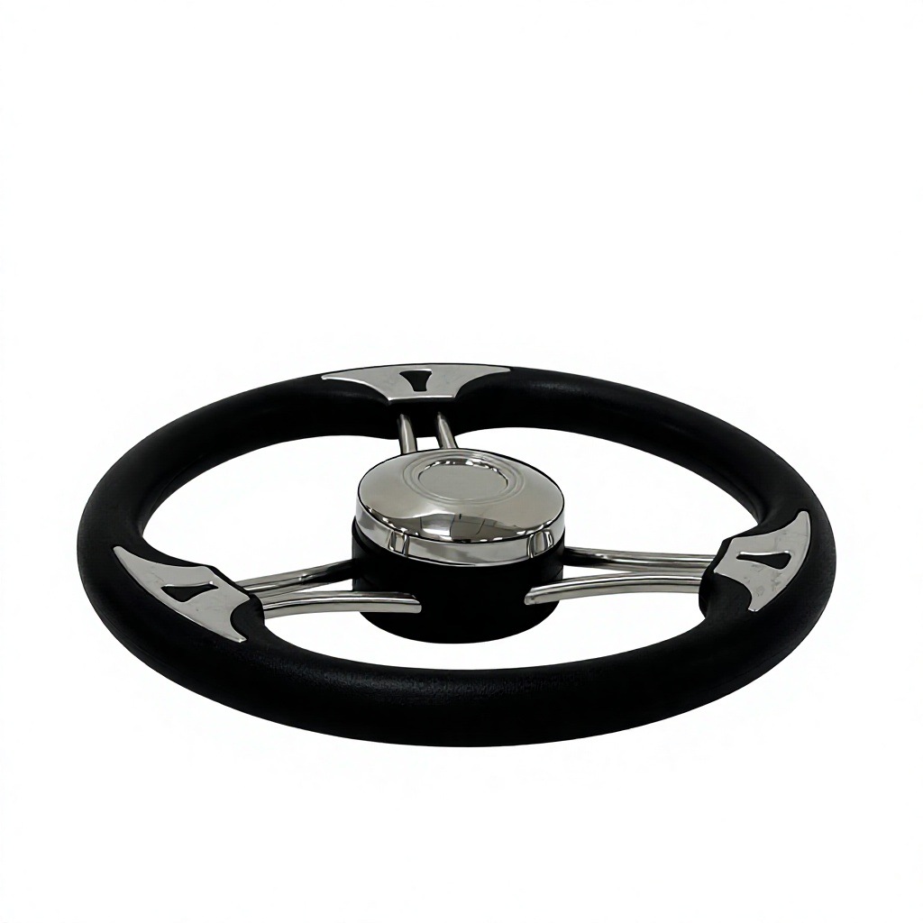 Three-spoke stainless steel 304 foam soft-grip ship steering wheel, yacht rudder wheel, marine steering wheel