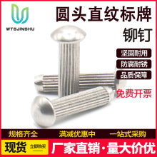 304不锈钢滚花铭牌铆钉GB827商标实心柳钉M1.6圆头标牌直纹铆钉