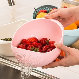 Colorful Thickened Kitchen Rice Washing Wash Rice Sieve Rice Washing Basin Plastic Household Vegetable and Fruit Drain Vegetable Washing Basket