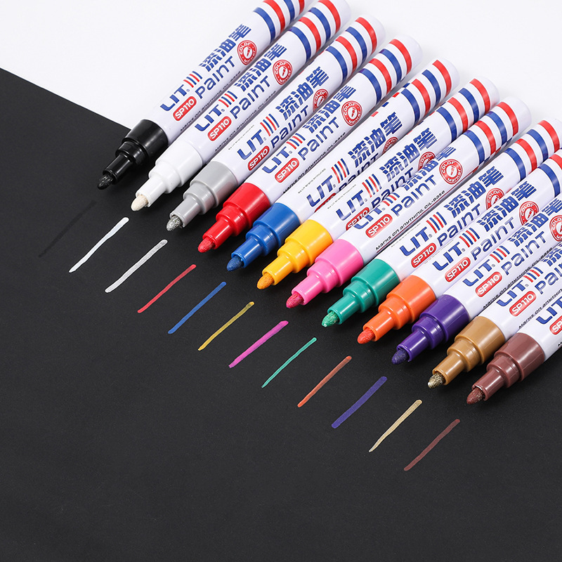 Paint Pen 12-Color Marker Pen Non-Fading Non-Erasable Touch-Up Pen Quick-Drying Oil-Based Paint Pen Hot-Selling Tire Pen