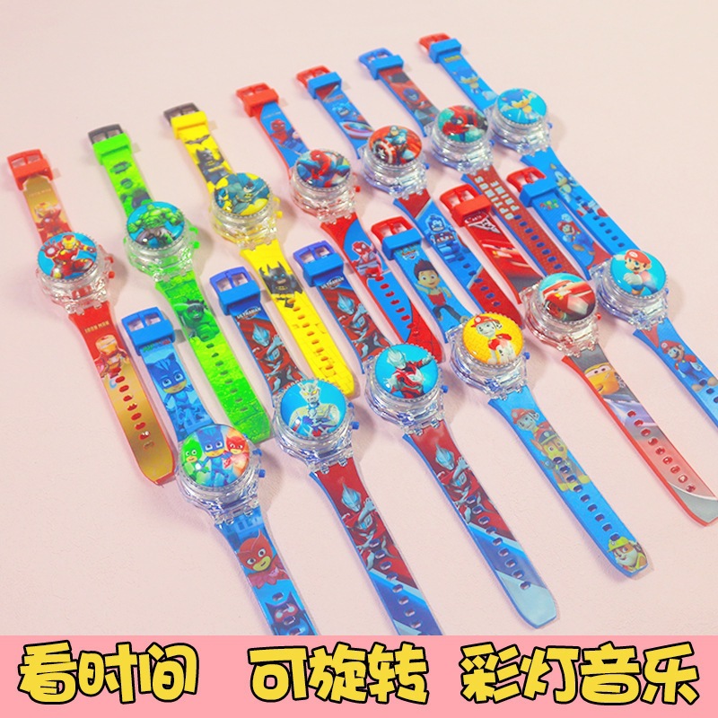 Douyin Live Rotating Lantern Music Kt Cat Unicorn Cartoon Kidsren's Toy Watch Flip Toy Watch Gift